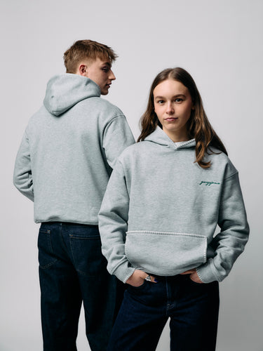 BLANKET STITCH HOODIE | GREY